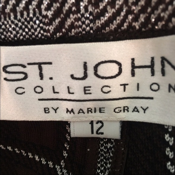 ST. JOHN -St John 3 pc Suit silver, black, brown Jacket 6 Vest 10 Pants … - Picture 3 of 12